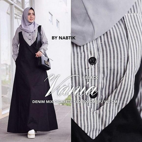 Baju Muslim Original Gamis Vania Dress Baju Panjang Muslim Casual Wanita Pakaian Hijab Modern Modis Trendy Terbaru 2018