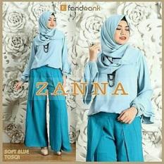 Baju Muslim Setelan Hijab Remaja/Set Hijab Zanna Soft Blue Baru