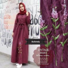 Baju Muslim Vintage maxy Gamis Panjang Hijab Casual Pakaian Wanita Hijab Modis @OF