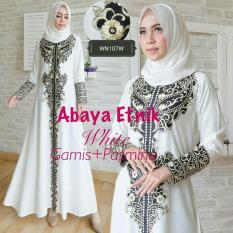 BAJU MUSLIM WHITE GAMIS SYARI ABAYA ETNIK PUTIH