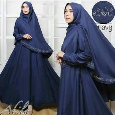 Baju muslim/pakaian wanita muslim/Gamis set Abila pita songket silver syari Matt Balotelli HQ size XL (6 color)