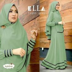 Baju muslim/pakaian wanita muslim/Gamis set Ella syari Matt Full Jersey size L - Besar (14 color)