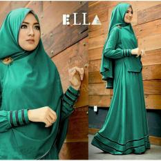 Baju muslim/pakaian wanita muslim/Gamis set Ella syari Matt Jersey super size L- Besar (13 color)