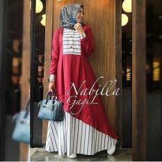 Baju Nabila Dress Baloteli Maxi Modern Cewek Gamis Panjang Hijab Casual Pakaian Wanita Murah