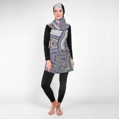 Baju Olahraga Renang Wanita Muslimah Black White