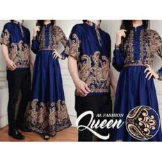 Baju Online - 2660 13924 13803 Pakaian Couple Muslim Batik Modern Sarimbit Keluarga - Kemeja Koko Pria Lengan Pendek - Maxi Maxy Dress Muslimah Dewasa Lengan Panjang - Pesta Kekinian Terbaru Murah - Warna Hitam Mocca Merah Biru