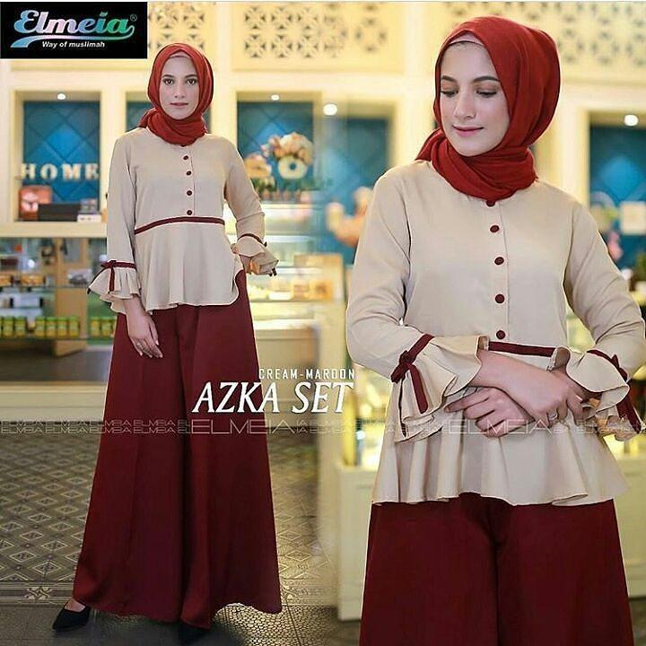 Baju Orginal Azka Setelan Wolfice Celana + Atasan Wanita Muslim Modern Jumsuit Panjang Muslimah Simple Trend 2018