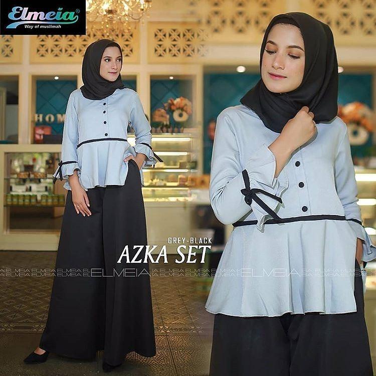 Baju Orginal Azka Setelan Wolfice Celana + Atasan Wanita Muslim Modern Jumsuit Panjang Muslimah Simple Trend 2018