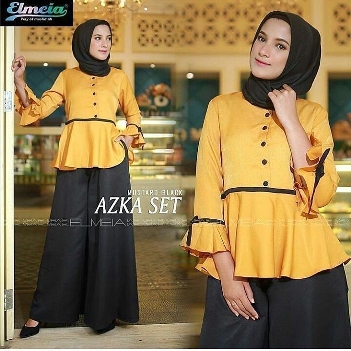 Baju Orginal Azka Setelan Wolfice Celana + Atasan Wanita Muslim Modern Jumsuit Panjang Muslimah Simple Trend 2018