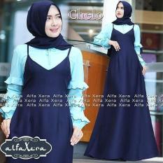 Baju Orginal Cleo Setelan Wolfice Celana + Atasan Wanita Muslim Modern Jumsuit Panjang Muslimah Simple Trend 2018