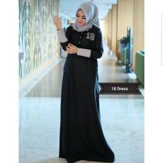Baju Original 18 Dress Balotelly Gamis Panjang Hijab Casual Pakaian Wanita Terbaru Tahun 2018 Warna Navy