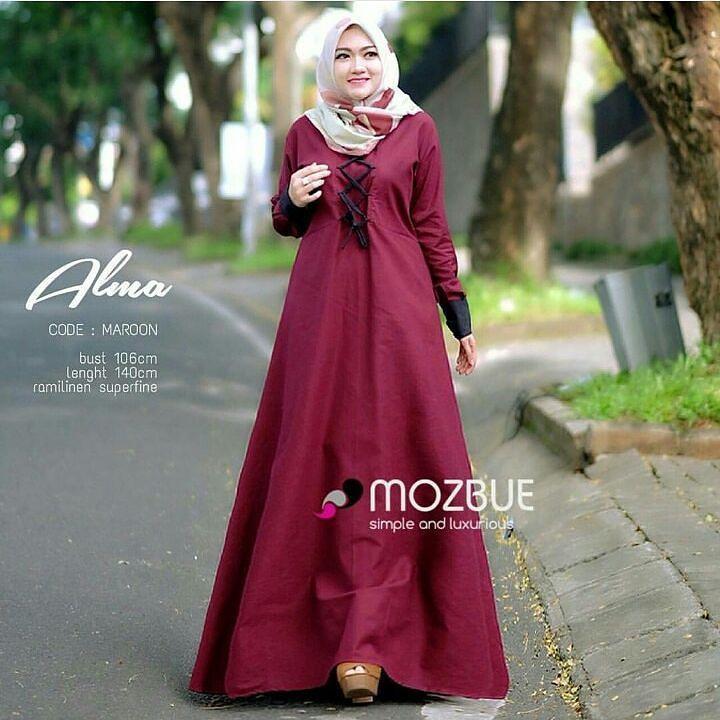 Baju Original Alma Dress Balotely Gamis Panjang Hijab Casual Pakaian Wanita Muslim Modern Maxy Terbaru Tahun 2018   