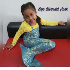 Baju Original Baju Renang Baju Putri Duyung Kostum Mermaid Pakaian Anak Ekor Ikan Biru