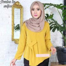 Baju Original Blouse Novalin Blouse Wolfice Baju Atasan Wanita Muslim Panjang Pakaian Kerja Santai Casual Modern Modis Trendy Warna Mustard