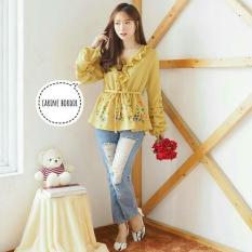 Baju Original Carine Bordir Blouse Balotely Top Pakaian Wanita Muslim Atasan Cewek Muslimah Modern Baju Simple Tren 2018