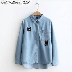 Baju Original Cat Toothles Shirt Jeans Pakaian Wanita Muslim Modern Atasan Cewek Muslimah Blouse Top Simple Trend 2018