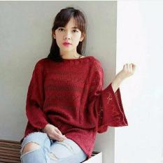 baju original CROP JARING MAROON bahan rajut