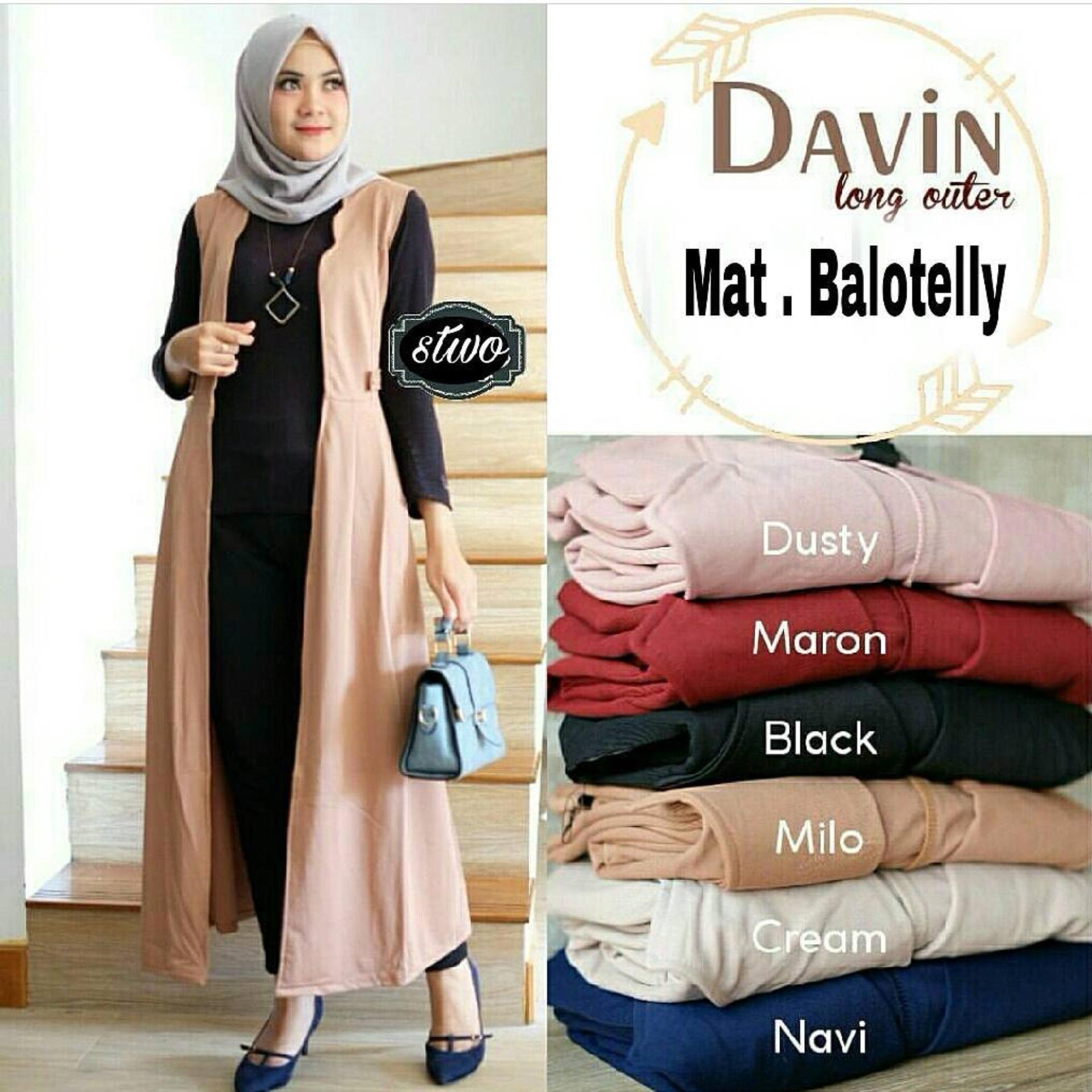 Baju Original Davin LongOuter Cardi BalotellyLong Vest Cardigan Muslim Wanita Hijab Luaran Casual