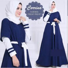 Baju Original Dress Corinna Maxy Gamis Wolfice Baju Panjang Wanita Modern Modis Trendy Casual Lucu Warna Navy