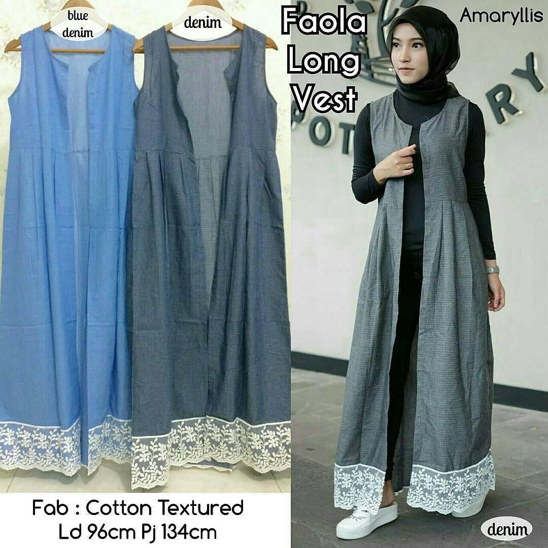 Baju Original Faola Long Vest Cardi Supernova Long Vest Cardigan Muslim Wanita Hijab Luaran Casual