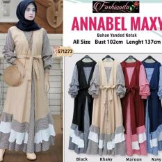 Baju Original Gamis Annabel Maxy Dress Baju Panjang Muslim Casual Wanita Pakaian Hijab Modern Modis Trendy Terbaru 2018 Warna Khaki