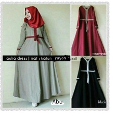 Baju Original Gamis Aulia Dress Gamis Cotton Rayon Kancing Hidup Pakaian Panjang Muslim Modern Modis Trendy Warna Black