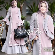 Baju Original Gamis Caseli Syar’i Dress Baju Panjang Casual Wanita Hijab Baju Modern Trendy Warna Grey