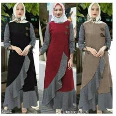 Baju Original Gamis Clarita Dress Baju Panjang Muslim Casual Wanita Pakaian Hijab Modern Modis Trendy Terbaru 2018 Warna Maroon
