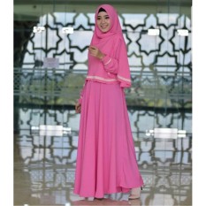 Baju Original Gamis Habibah Syar’i Dress Baju Panjang Muslim Casual Wanita Hijab Baju Modern Trendy Warna Pink