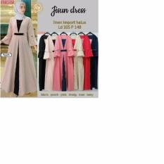 Baju Original Gamis Jisun Dress Balotely Baju Panjang Casual Wanita Hijab Baju Modern Trendy Warna Peach