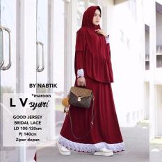 Baju Original Gamis L V Syar’i Dress Baju Panjang Casual Wanita Hijab Baju Modern Trendy Warna Maroon