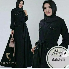 Baju Original Gamis Mayra Dress Baju Panjang Muslim Casual Wanita Pakaian Hijab Modern Modis Trendy Terbaru 2018 Warna Black