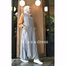 Baju Original Gamis Nissa Dress Baju Panjang Muslim Casual Wanita Pakaian Hijab Modern Modis Trendy Terbaru 2018 Warna Grey