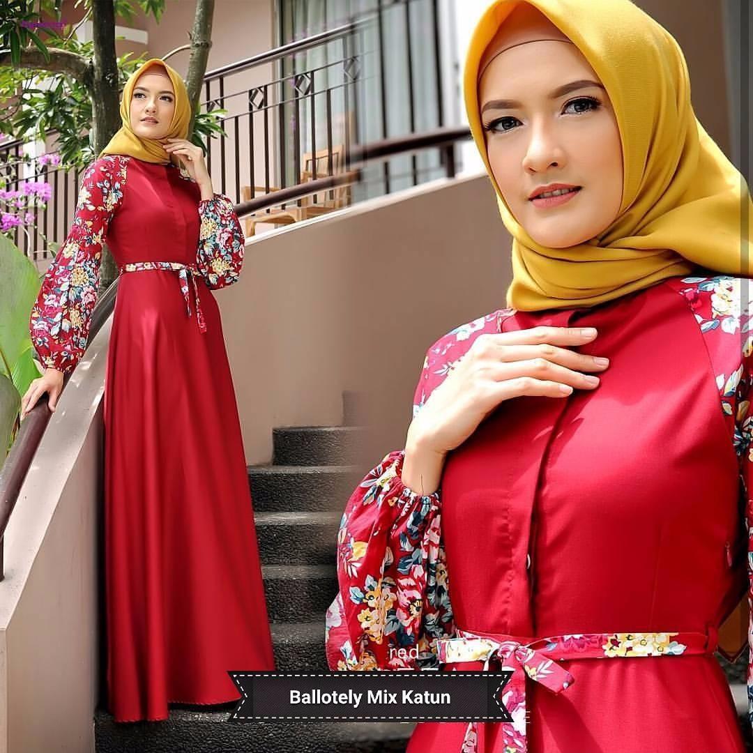 Baju Original Gamis Raffa Dress Baju Panjang Muslim Casual Wanita Pakaian Hijab Modern Modis Trendy Terbaru 2018 Warna Red