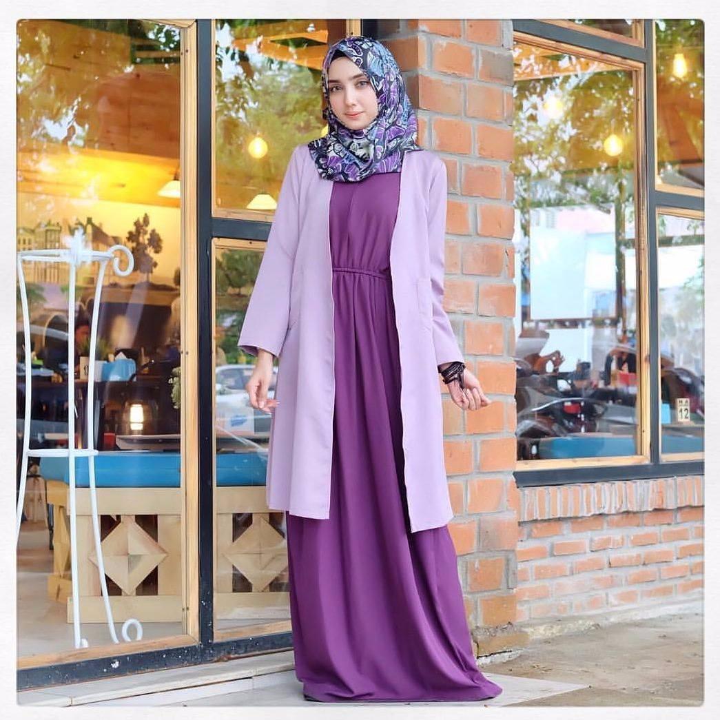 Baju Original Gamis Raffanda Set 2In1 Dress Baju Panjang Muslim Casual Wanita Pakaian Hijab Modern Modis Trendy Terbaru 2018 