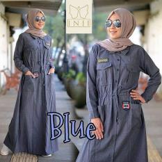 Baju Original Gamis Rania Dress Baju Panjang Casual Wanita Hijab Baju Modern Trendy Warna Blue