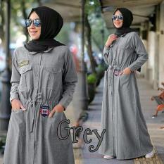 Baju Original Gamis Rania Dress Baju Panjang Casual Wanita Hijab Baju Modern Trendy Warna Grey
