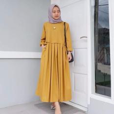 Baju Original Gamis Rania Dress Baju Panjang Muslim Casual Wanita Pakaian Hijab Modern Modis Trendy Terbaru 2018 Warna Mustard