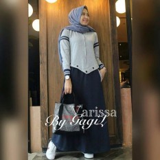 Baju Original Gamis Varissa Dress Baju Panjang Muslim Casual Wanita Pakaian Hijab Modern Modis Trendy Terbaru 2018 Warna Navy