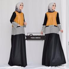 Baju Original Gamis Yoku Dress Baju Panjang Muslim Casual Wanita Pakaian Hijab Modern Modis Trendy Terbaru 2018 Warna Black