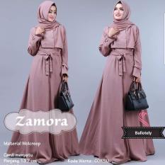 Baju Original Gamis Zamora Dress Baju Panjang Muslim Casual Wanita Pakaian Hijab Modern Modis Trendy Terbaru 2018 Warna Coksu