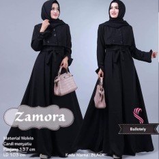 Baju Original Gamis Zamora Dress Baju Panjang Muslim Casual Wanita Pakaian Hijab Modern Modis Trendy Terbaru 2018 Warna Hitam