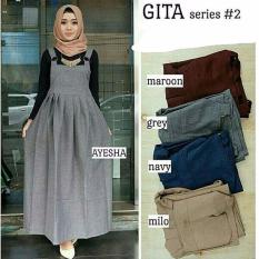 Baju Original Gita Series #2 Overall Jumpsuite Katun Paris Baju Panjang Wanita Muslimah Modis Modern Trendy Casual WarnaMillo