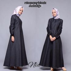 Baju Original Nia Maxy Dress Balotelly Gamis Panjang Hijab Casual Pakaian Wanita Hijab Modern WarnaBlack