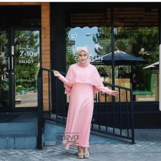 Baju Original Olivia Syari Dress Wolfis Mix Brukat Gamis Panjang Hijab Casual Pakaian Wanita Hijab Modern Warna Pink
