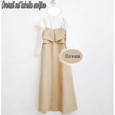 Baju Original Overall Labella Set 2 In 1 Overall Wolfice Baju Panjang Wanita Muslimah Modis Modern Trendy Casual Warna Cream