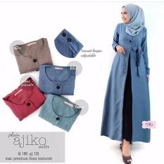 Baju Original Plain Ajiko Outer Cardi Katun Rami Long Vest Cardigan Muslim Wanita Hijab Luaran Casual WarnaCoffee