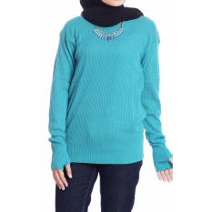 Baju Original Rajut Roundhand Baju Hangat Wanita Muslim Hijab Modern Modis Trendy Casual Warna Biru Langit