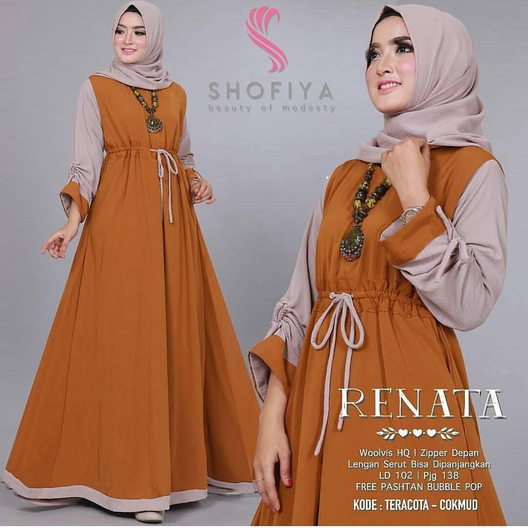 Baju Original Renata Dress Balotelly Gamis Panjang Hijab Casual Pakaian Wanita Terbaru Tahun 2018