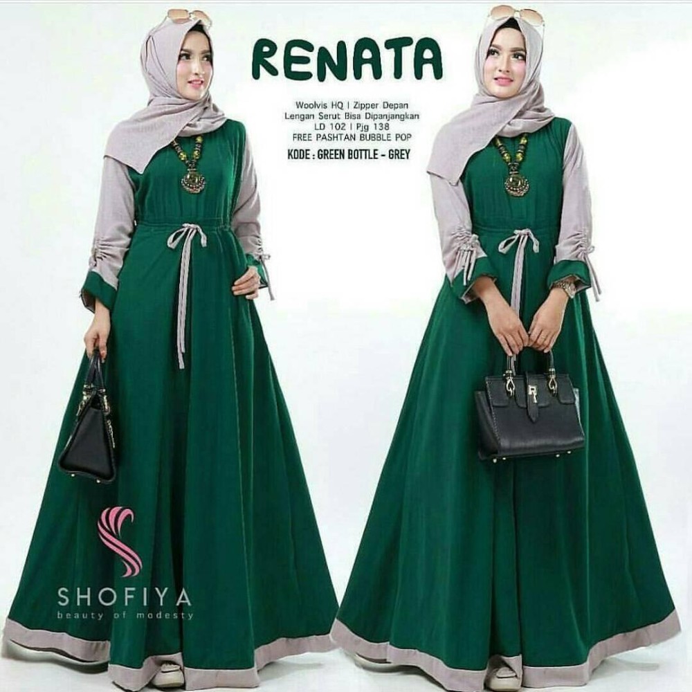 Baju Original Renata Dress Balotelly Gamis Panjang Hijab Casual Pakaian Wanita Terbaru Tahun 2018